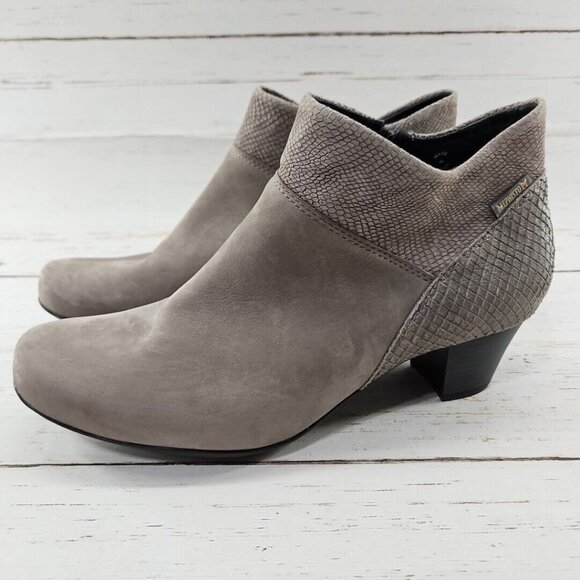 Mephisto Michaela Boots Womens‎ 9 Casual Ankle Bootie Taupe Leather Bucksoft Zip - Picture 1 of 13